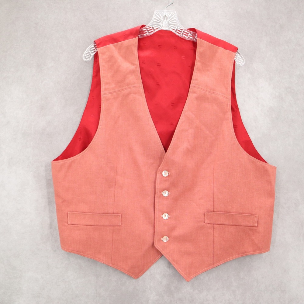 Orange‎ 4 Button Point Red Welt Pocket Waistcoat Formal Tuxedo Suit Vest 48R